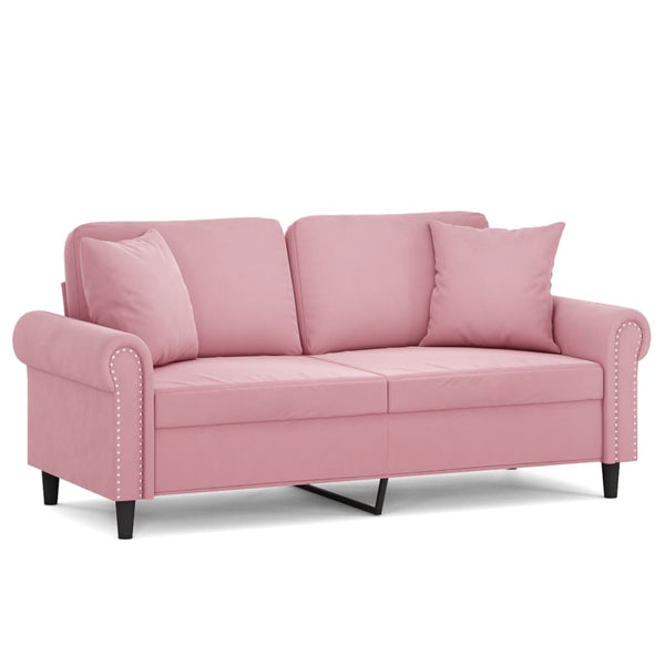 vidaXL 2-Seater Sofa with Decorative Pillows Pink 140 cm Velvet