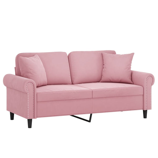 vidaXL 2-Seater Sofa with Decorative Pillows Pink 140 cm Velvet