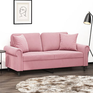 vidaXL 2-Seater Sofa with Decorative Pillows Pink 140 cm Velvet