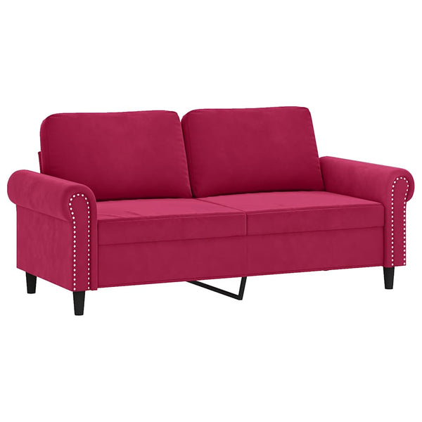 vidaXL 2-Seater Sofa with Throw Pillows Wine Red 140 cm Velvet