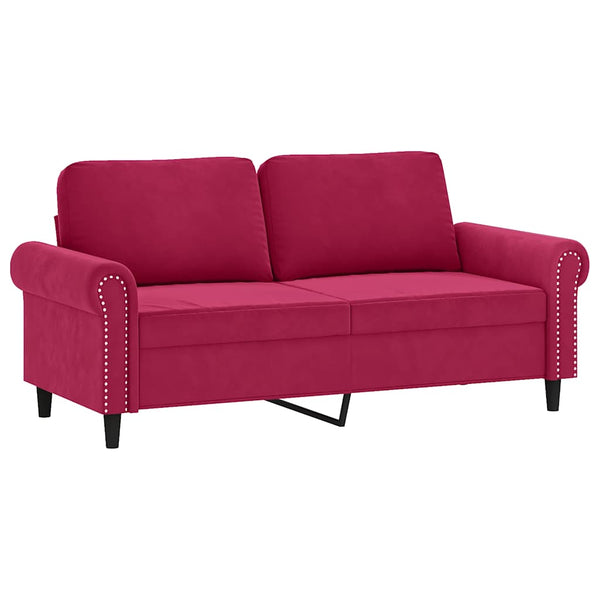 vidaXL 2-Seater Sofa with Throw Pillows Wine Red 140 cm Velvet