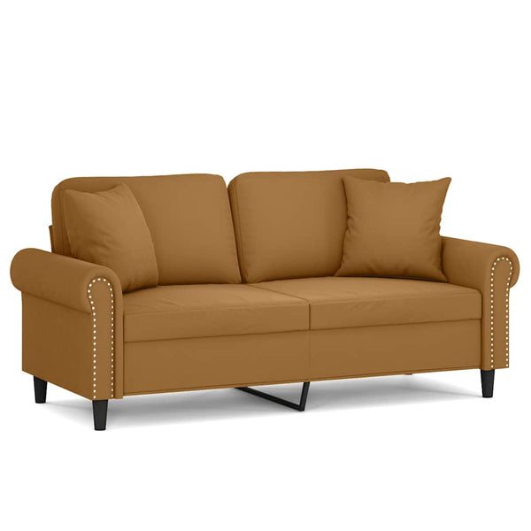 vidaXL 2-Seater Sofa with Throw Pillows Brown 140 cm Velvet