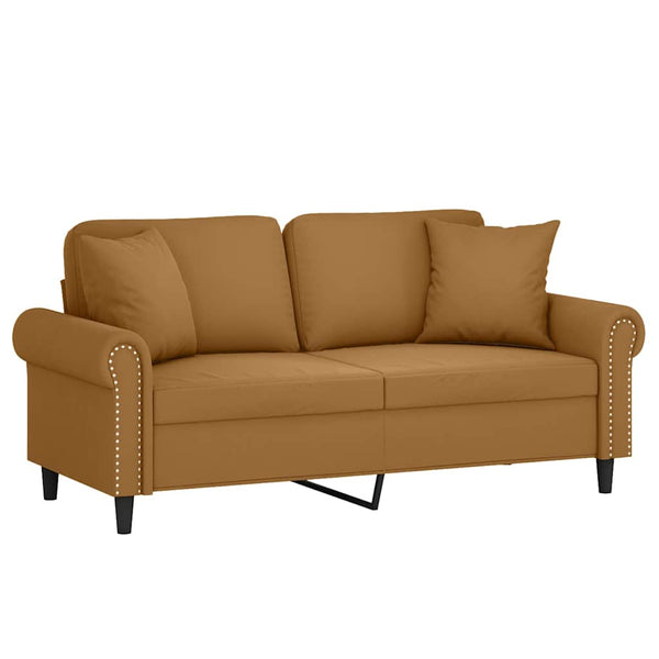 vidaXL 2-Seater Sofa with Throw Pillows Brown 140 cm Velvet
