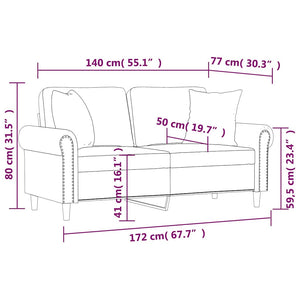 vidaXL 2-Seater Sofa with Throw Pillows Brown 140 cm Velvet
