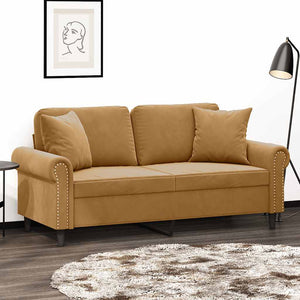 vidaXL 2-Seater Sofa with Throw Pillows Brown 140 cm Velvet