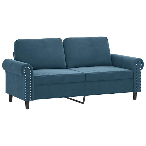 vidaXL 2-Seater Sofa with Throw Pillows Blue 140 cm Velvet