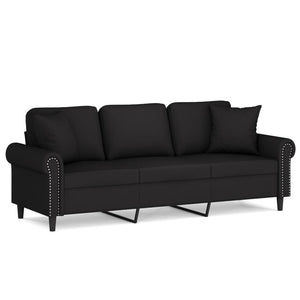 vidaXL 3-Seater Sofa with Decorative Pillows Black 180 cm Velvet
