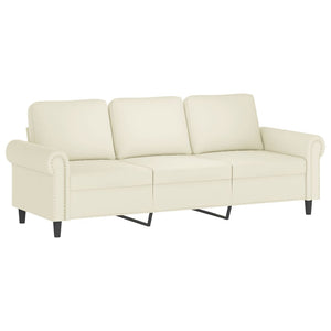 vidaXL 3-Seater Sofa with Decorative Pillows Cream 180 cm Velvet