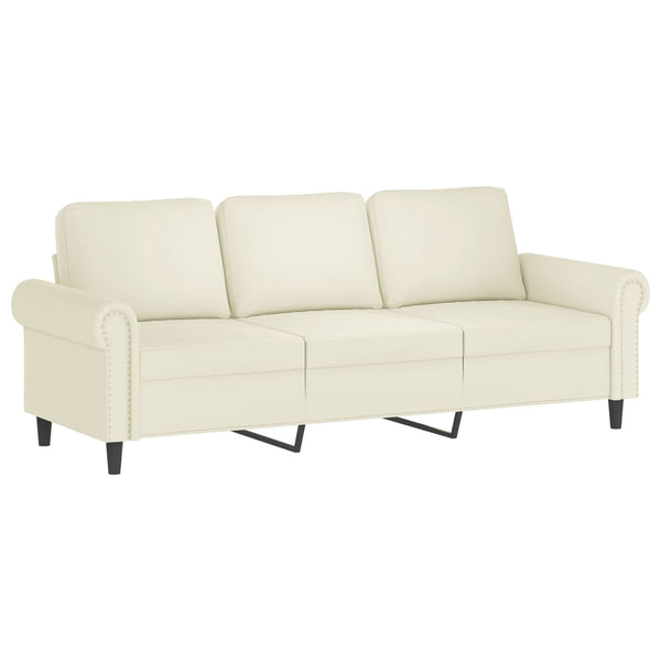 vidaXL 3-Seater Sofa with Decorative Pillows Cream 180 cm Velvet