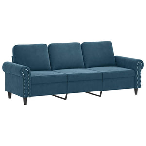 vidaXL 3-Seater Sofa with Decorative Pillows Blue 180 cm Velvet