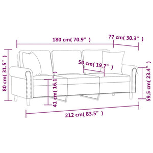 vidaXL 3-Seater Sofa with Decorative Pillows Blue 180 cm Velvet