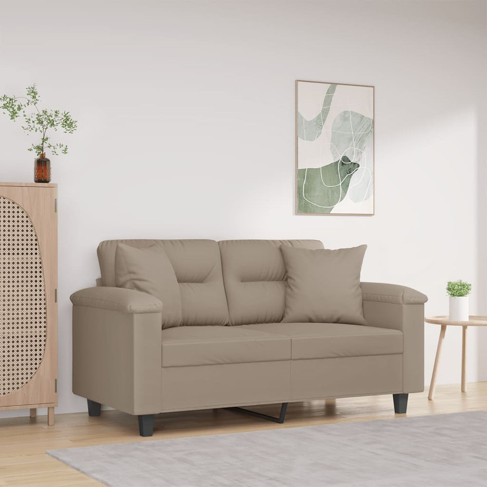 vidaXL 2-Seater Sofa with Cushions Taupe 120 cm Microfiber Fabric