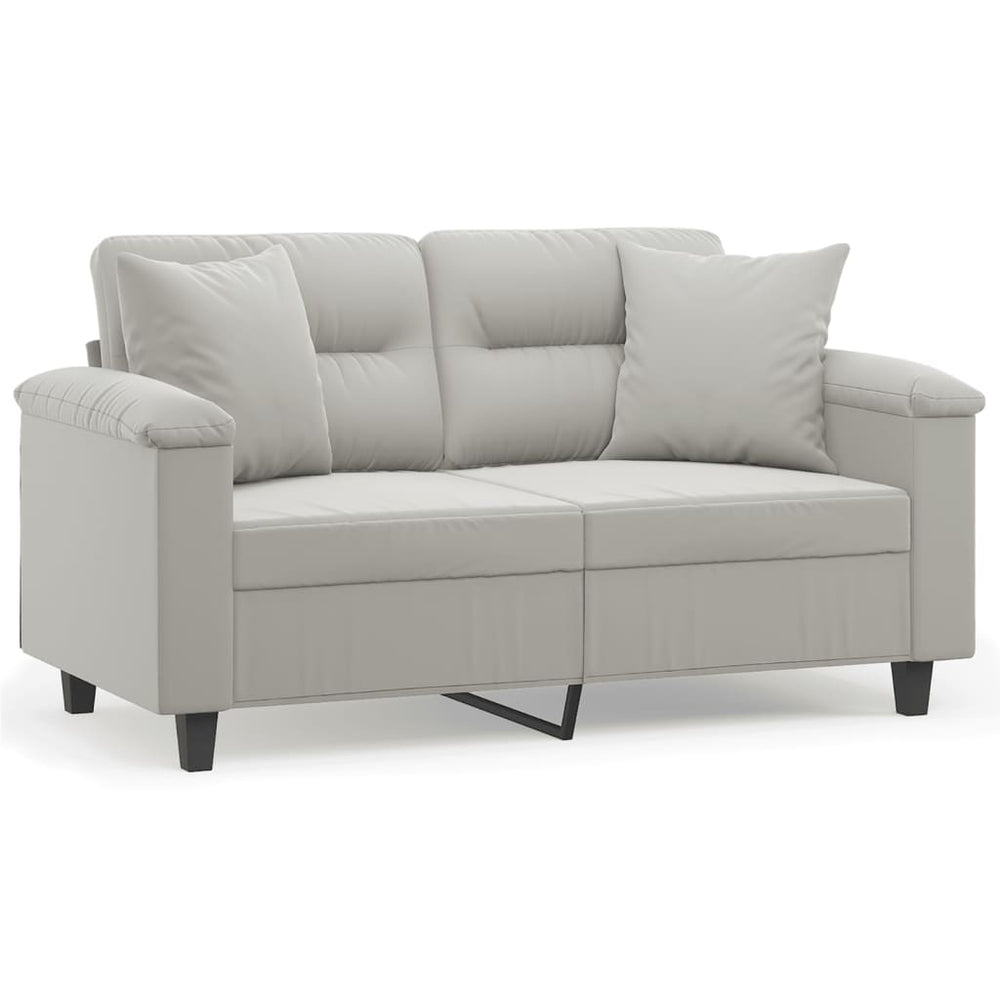vidaXL 2-Seater Sofa with Cushions Light Grey 120 cm Microfiber Fabric
