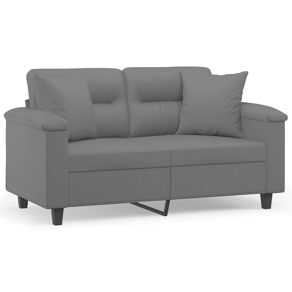 vidaXL 2-Seater Sofa with Cushions Dark Grey 120 cm Microfiber Fabric