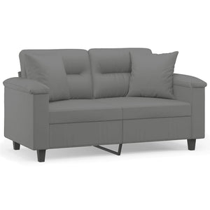 vidaXL 2-Seater Sofa with Cushions Dark Grey 120 cm Microfiber Fabric