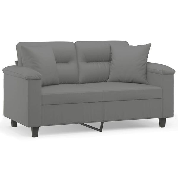 vidaXL 2-Seater Sofa with Cushions Dark Grey 120 cm Microfiber Fabric