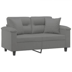 vidaXL 2-Seater Sofa with Cushions Dark Grey 120 cm Microfiber Fabric