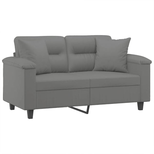vidaXL 2-Seater Sofa with Cushions Dark Grey 120 cm Microfiber Fabric