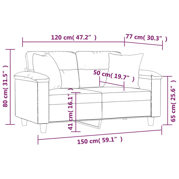 vidaXL 2-Seater Sofa with Cushions Dark Grey 120 cm Microfiber Fabric