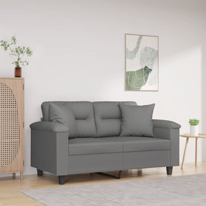 vidaXL 2-Seater Sofa with Cushions Dark Grey 120 cm Microfiber Fabric