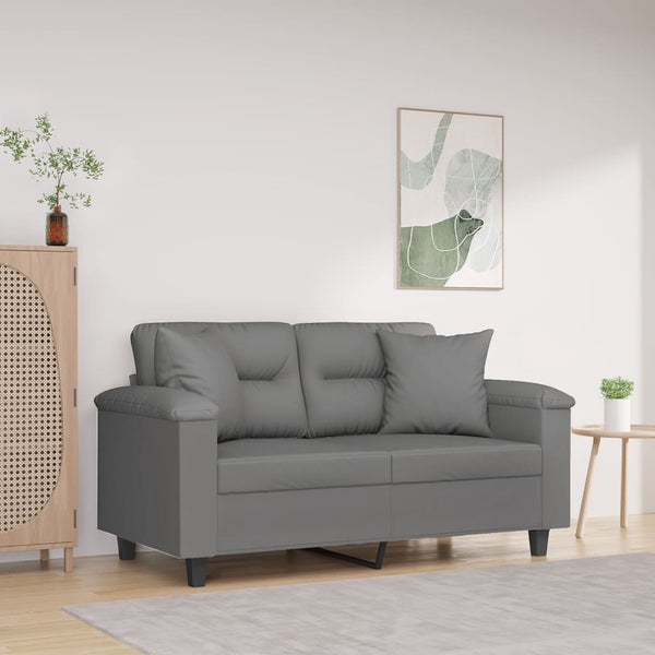 vidaXL 2-Seater Sofa with Cushions Dark Grey 120 cm Microfiber Fabric