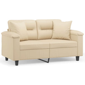 vidaXL 2-Seater Sofa with Cushions Cream 120 cm Microfiber Fabric