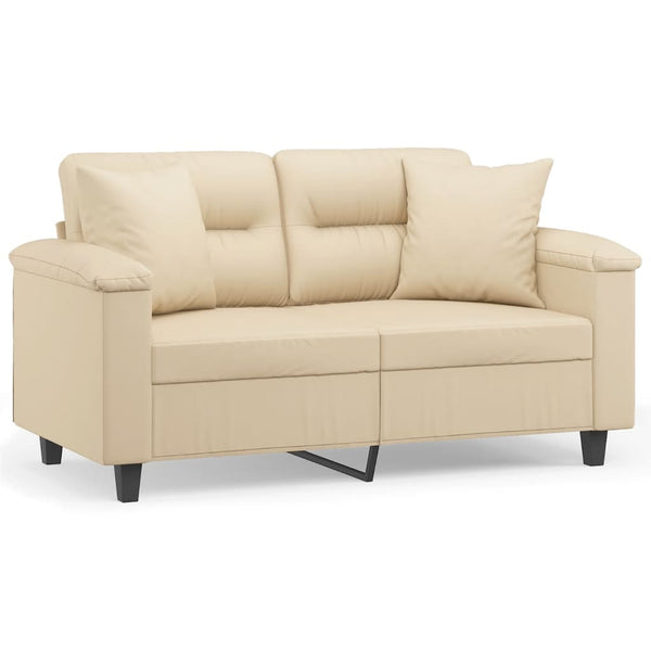 vidaXL 2-Seater Sofa with Cushions Cream 120 cm Microfiber Fabric