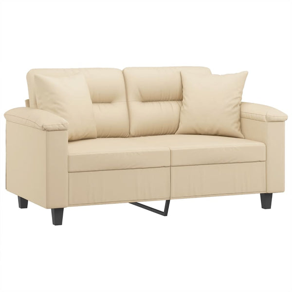 vidaXL 2-Seater Sofa with Cushions Cream 120 cm Microfiber Fabric