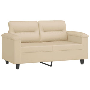 vidaXL 2-Seater Sofa with Cushions Cream 120 cm Microfiber Fabric