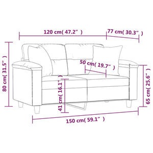 vidaXL 2-Seater Sofa with Cushions Cream 120 cm Microfiber Fabric