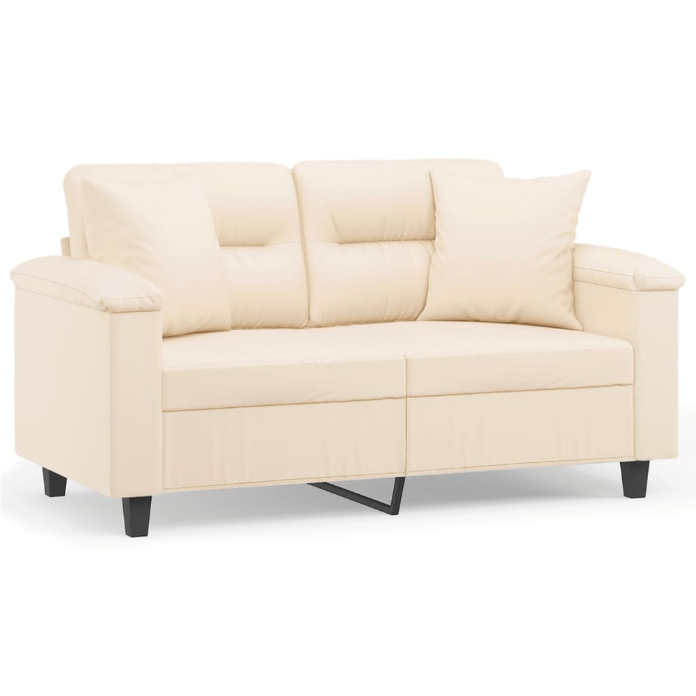 vidaXL 2-Seater Sofa with Cushions Beige 120 cm Microfiber Fabric