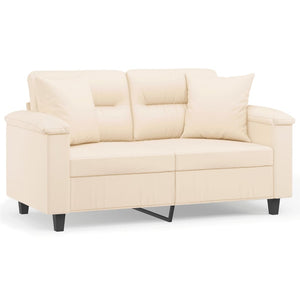 vidaXL 2-Seater Sofa with Cushions Beige 120 cm Microfiber Fabric