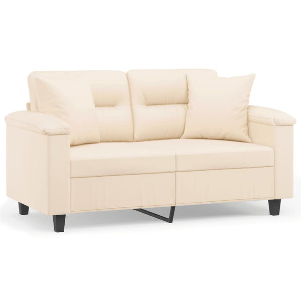 vidaXL 2-Seater Sofa with Cushions Beige 120 cm Microfiber Fabric