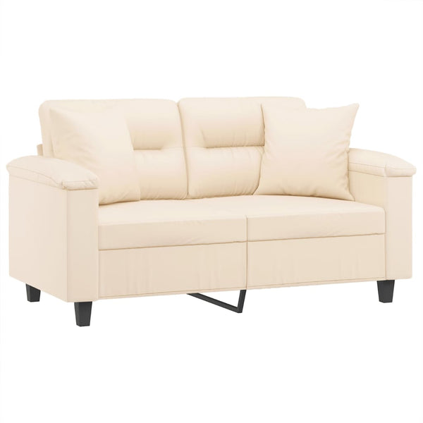 vidaXL 2-Seater Sofa with Cushions Beige 120 cm Microfiber Fabric