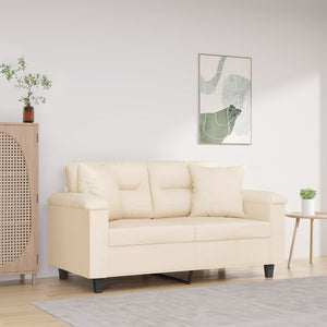 vidaXL 2-Seater Sofa with Cushions Beige 120 cm Microfiber Fabric