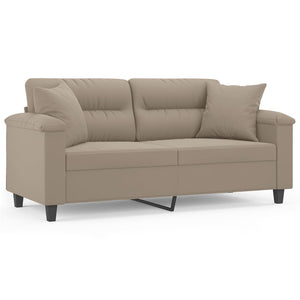 vidaXL 2-Seater Sofa with Cushions Taupe 140 cm Microfiber Fabric