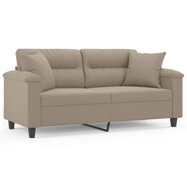 vidaXL 2-Seater Sofa with Cushions Taupe 140 cm Microfiber Fabric