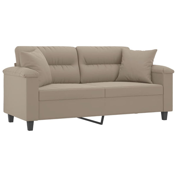 vidaXL 2-Seater Sofa with Cushions Taupe 140 cm Microfiber Fabric
