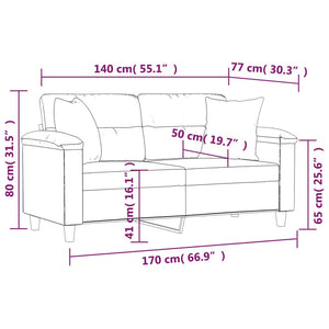 vidaXL 2-Seater Sofa with Cushions Taupe 140 cm Microfiber Fabric