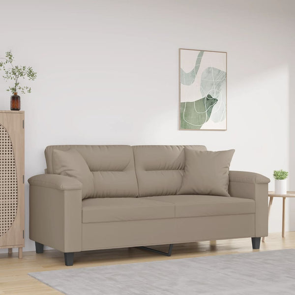 vidaXL 2-Seater Sofa with Cushions Taupe 140 cm Microfiber Fabric