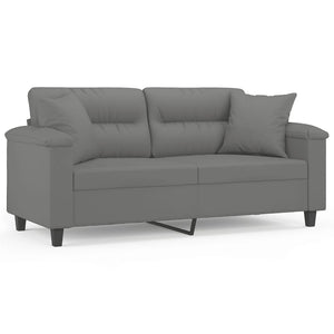 vidaXL 2-Seater Sofa with Cushions Dark Grey 140 cm Microfiber Fabric