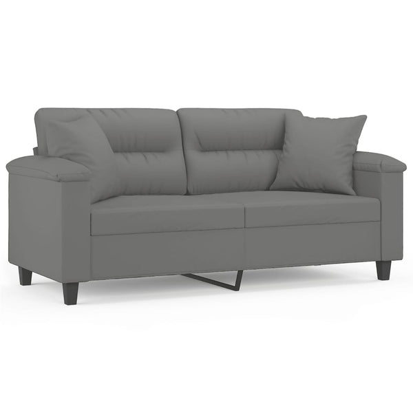 vidaXL 2-Seater Sofa with Cushions Dark Grey 140 cm Microfiber Fabric