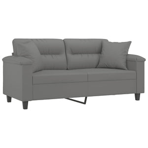 vidaXL 2-Seater Sofa with Cushions Dark Grey 140 cm Microfiber Fabric