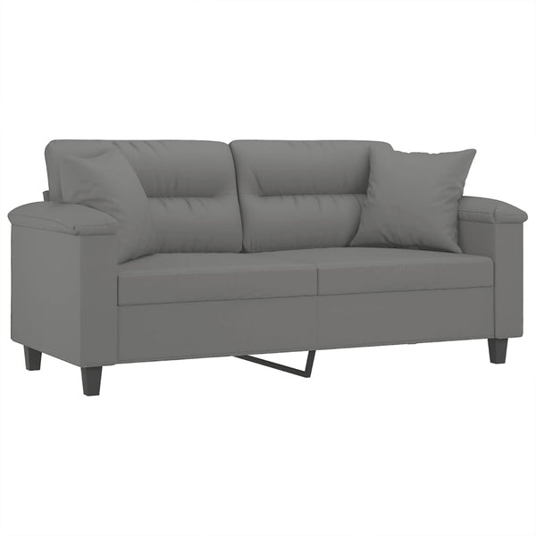 vidaXL 2-Seater Sofa with Cushions Dark Grey 140 cm Microfiber Fabric