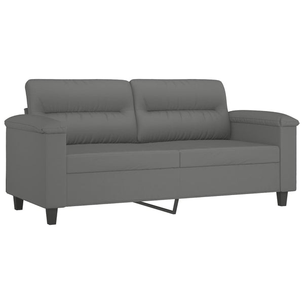 vidaXL 2-Seater Sofa with Cushions Dark Grey 140 cm Microfiber Fabric