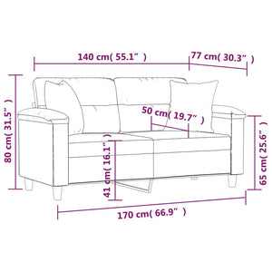 vidaXL 2-Seater Sofa with Cushions Dark Grey 140 cm Microfiber Fabric