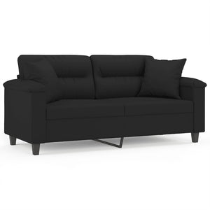 vidaXL 2-Seater Sofa with Cushions Black 140 cm Microfiber Fabric