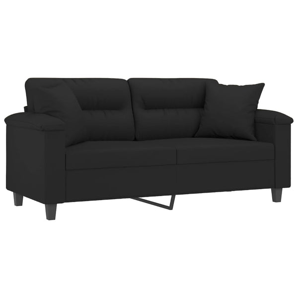 vidaXL 2-Seater Sofa with Cushions Black 140 cm Microfiber Fabric