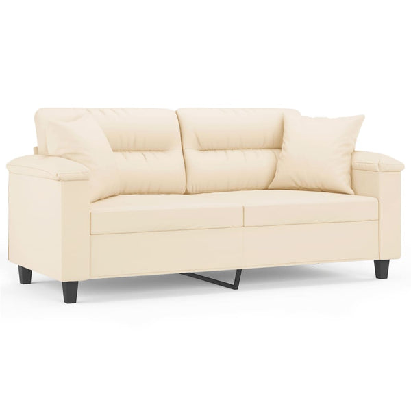 vidaXL 2-Seater Sofa with Cushions Beige 140 cm Microfiber Fabric