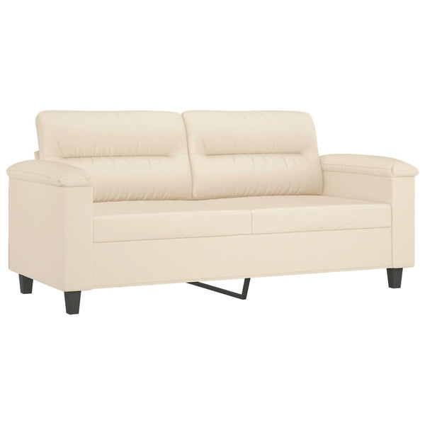 vidaXL 2-Seater Sofa with Cushions Beige 140 cm Microfiber Fabric